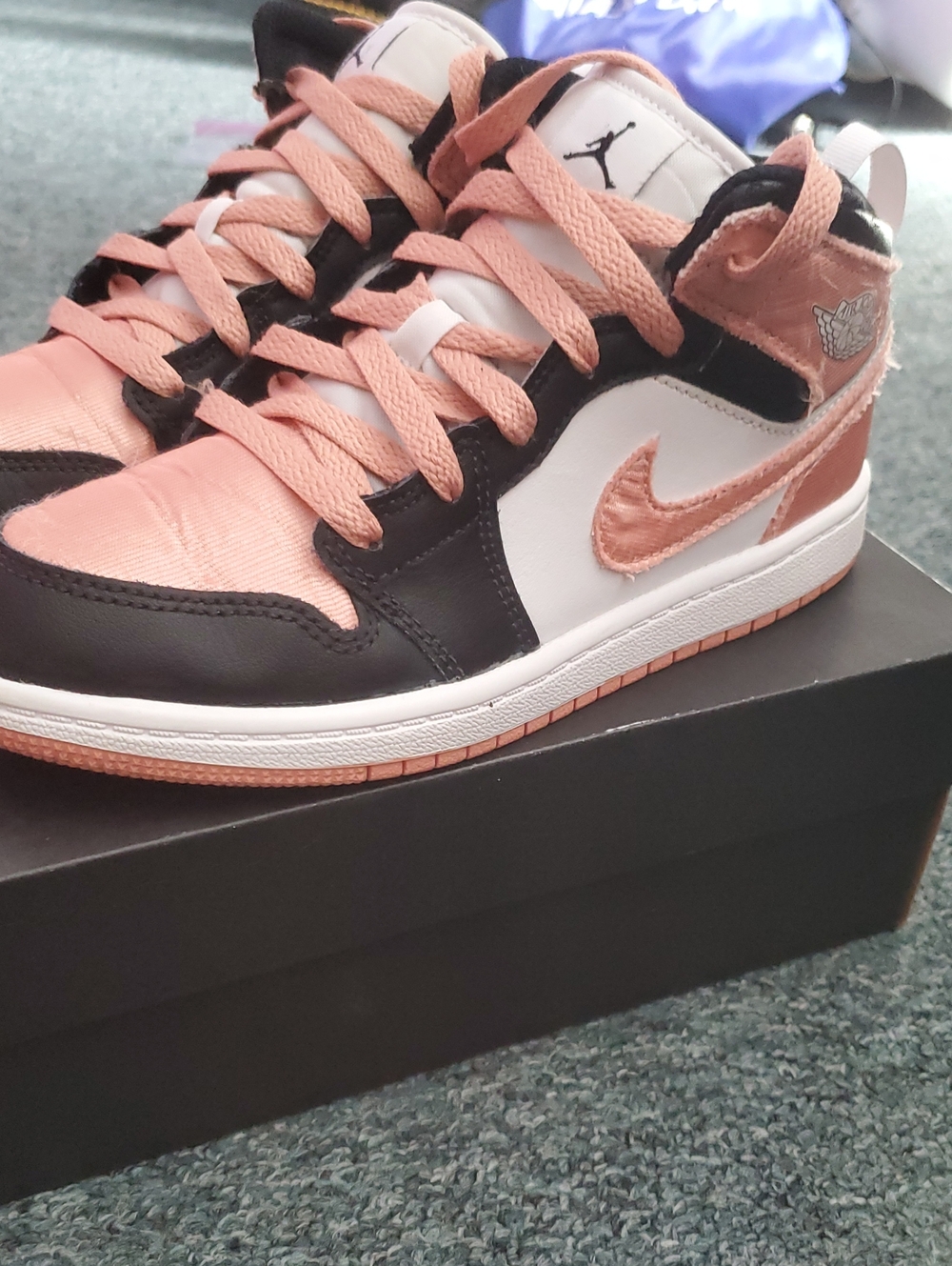 Jordan Kids Mid-Top Sneakers in Pink, Black & White
